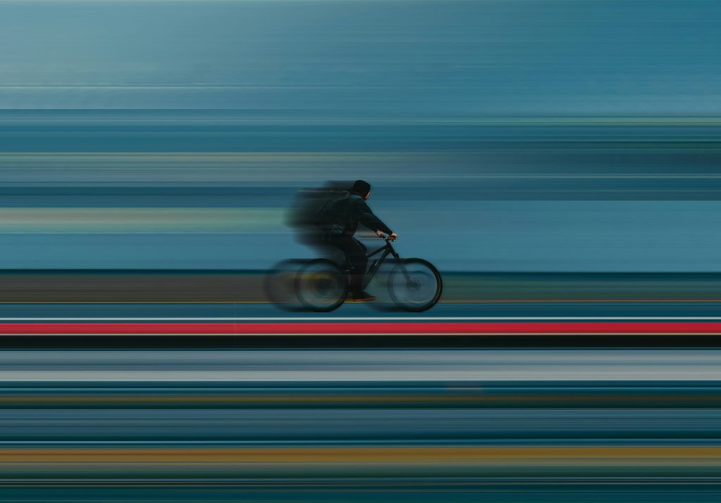 a person riding a bicycle