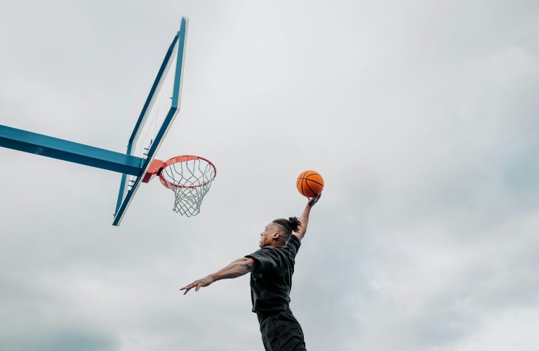 a man playing basketball