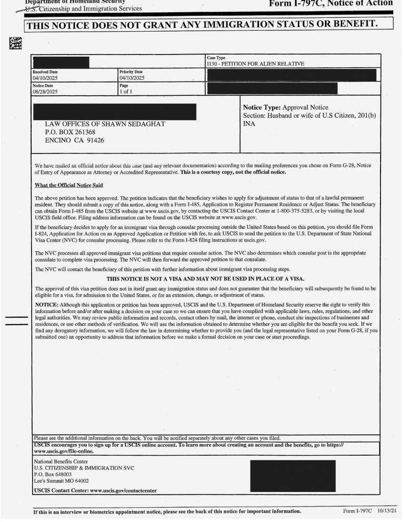 Case Approvals NIW EB1