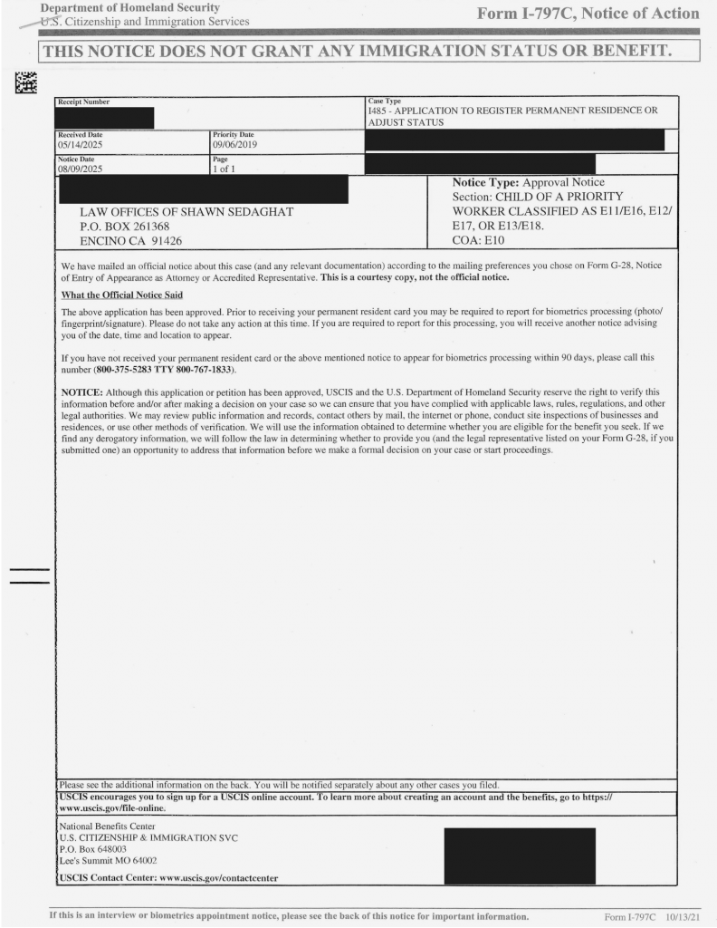 Case Approvals NIW EB1