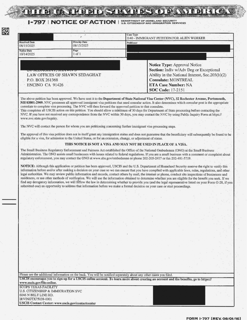 Case Approvals NIW EB1