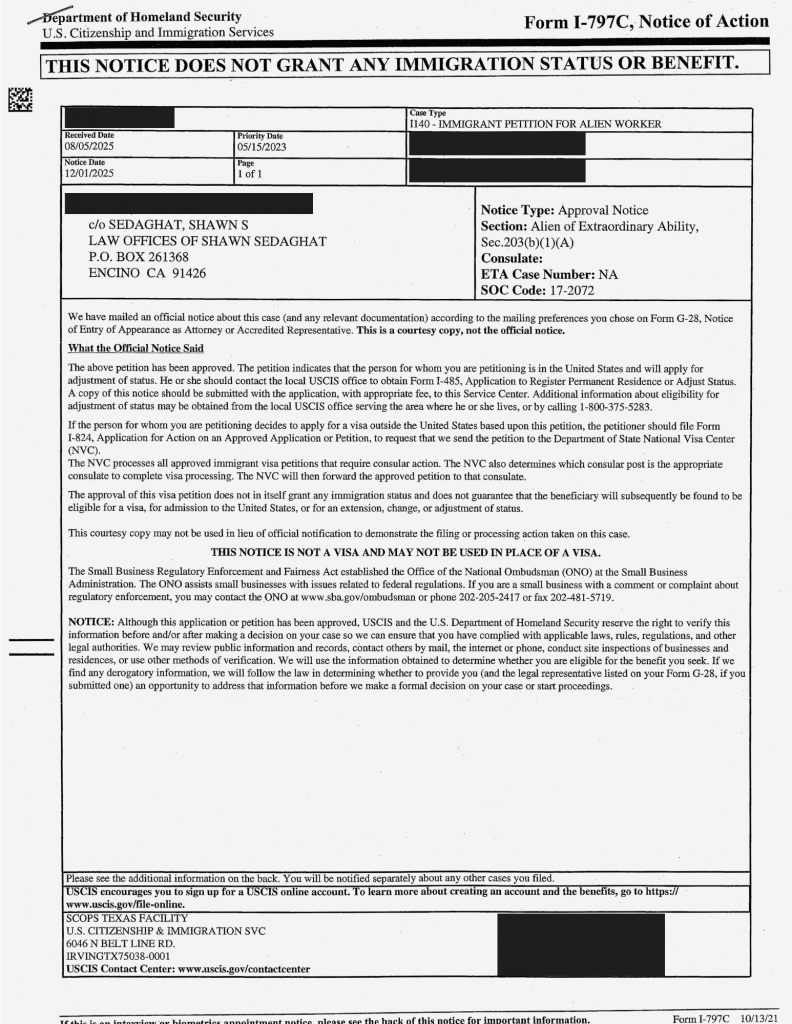Home Case Approvals NIW EB1
