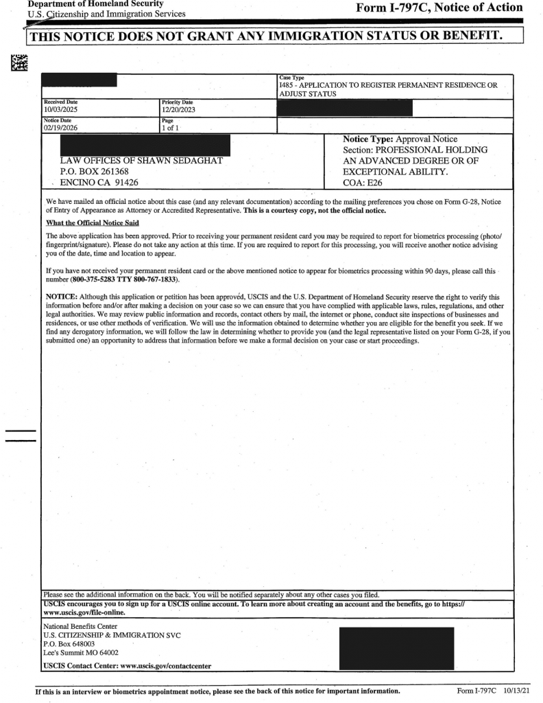 Home Case Approvals NIW EB1