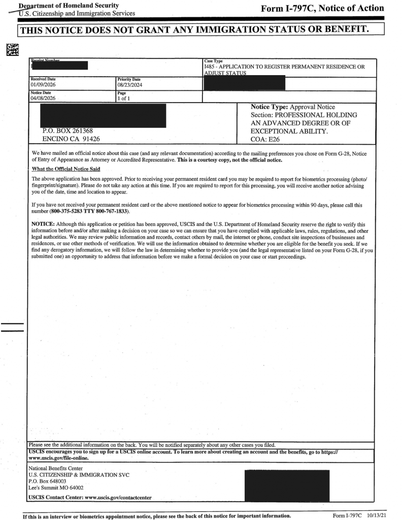 Home Case Approvals NIW EB1